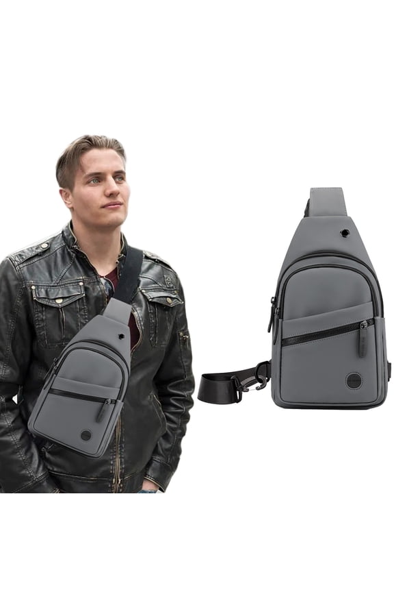 Shoulder Bag Men's High-end Slim Crossbody Bag Chest Bag With Headphone Port Removable Buckle Side Bag Travel Outdoor Leisure Great Gifts for Less