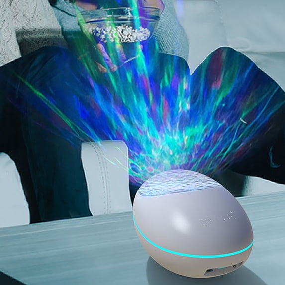 Skegnu Small Speakers Projection Night Bluetooth Audio Colorful Remote Control Upgraded Music LED Projection Bluetooth Audio White for Parties/Outdoor/Camping/Cars