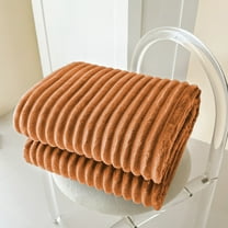 Skegnu Soft Striped Flannel Fleece Throw Blanket 40"x 30", Thick Ribbed Microfiber Blanket for Couch and Bed, All Season Cozy Warmth, Lightweight and Machine Washable