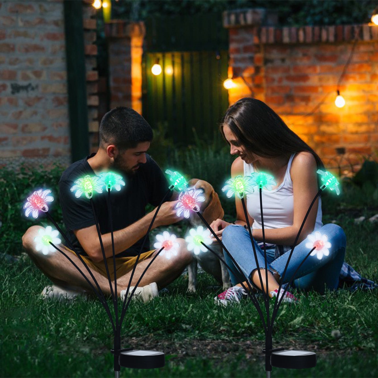 Skegnu Solar Garden Lights 6 Head Floral Sway Light Solar Light,Solar