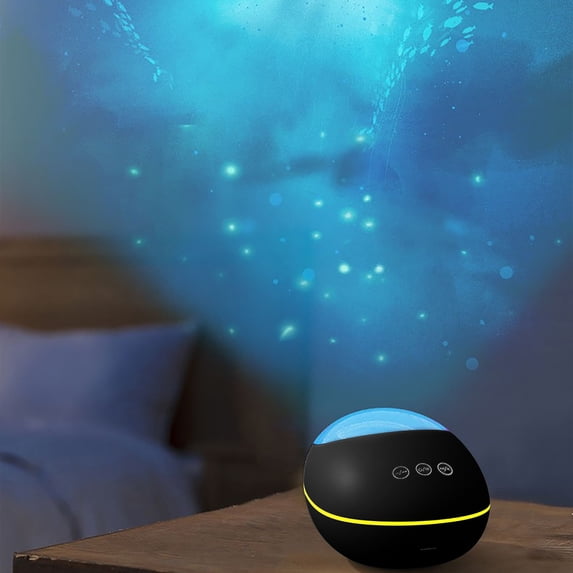 Skegnu Stereo for Home Projection Night Bluetooth Audio Colorful Remote Control Upgraded Music LED Projection Bluetooth Audio Black Multi-function