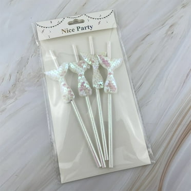 Skegnu Straw Toppers Disposable Straw, Party Sequins, Fish Scales, Color Three-dimensional Fish Tail, Decorative Paper Straw for Party Savings