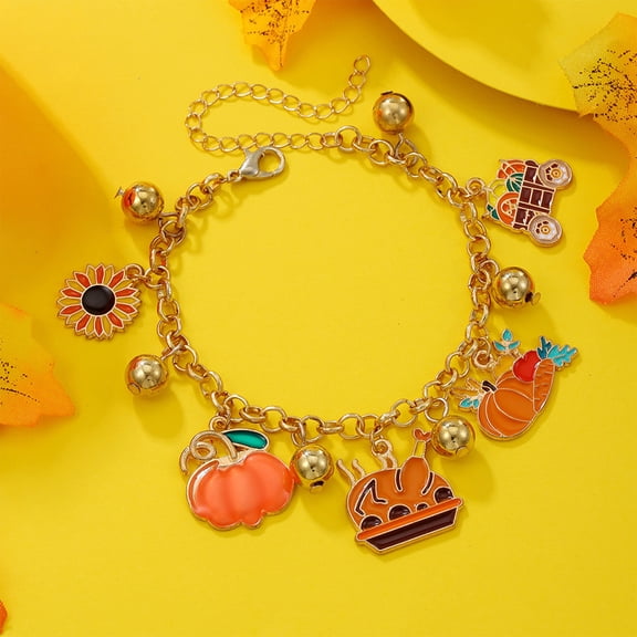 Skegnu Thanksgiving Decorations Thanksgiving Alloy Bracelet Maple Leaf Sunflower Bracelet Orange Turkey Thanksgiving Hand Decoration Gift Festive Atmosphered Fall Decorations for Home on Clearance