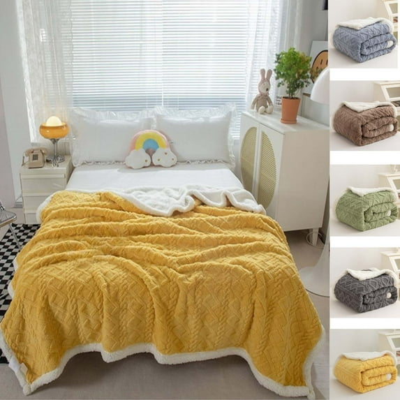 Skegnu Thickened Flannel Throw Blanket, Twin Size Lightweight Taffeta Fleece Blanket for Couch Sofa, 2-Sided Woven Design Fuzzy Soft Cozy Blanket for All Seasons, 60"×80"