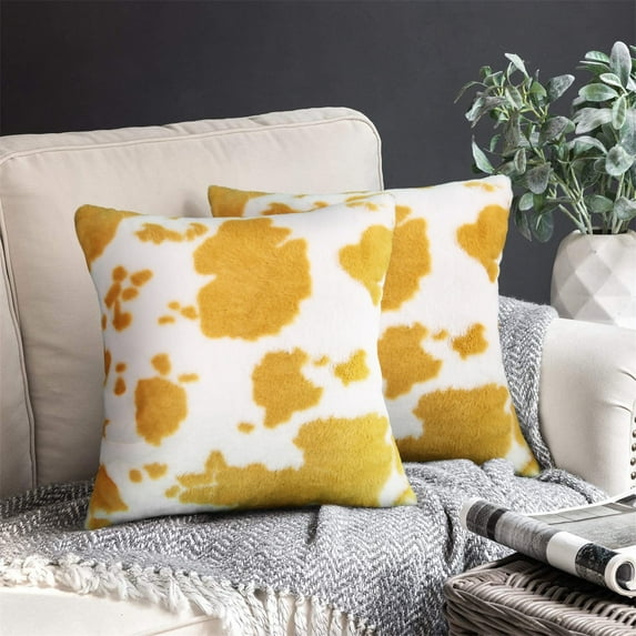 Skegnu Travel Pillow Cow Pattern Plush Pillowcase Pattern Short Plush Sofa Family Cushion for Sofa Living Room Couch Bed