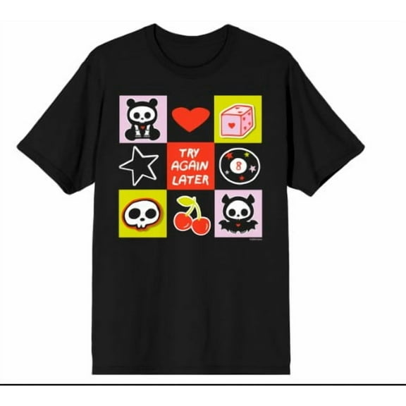 Skelanimals Character Grid Adult Black Crew Neck Short Sleeve T-shirt-Small
