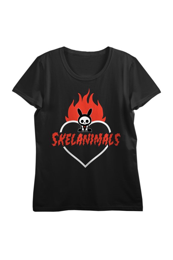 Skelanimals Diamond Flame Logo Juniors Graphic Tee Short Sleeve Crew Neck Custom Neck Print Officially Licensed-Medium