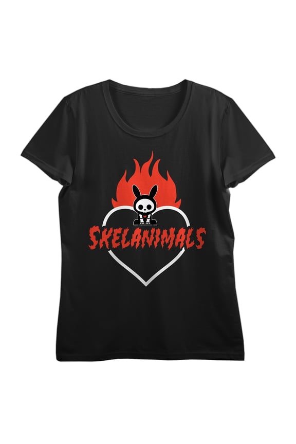 Skelanimals Diamond Flame Logo Juniors Graphic Tee Short Sleeve Crew Neck Custom Neck Print Officially Licensed-Small