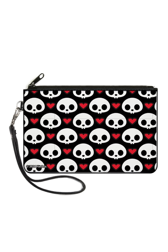 Skelanimals Wallet, Zip Clutch, Skelanimals Pen the Penguin Love the Dead Red Black White, Canvas