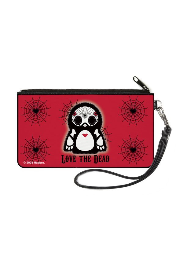 Skelanimals Wallet, Zip Pouch, Skelanimals Pen the Penguin Love the Dead Red Black White, Canvas