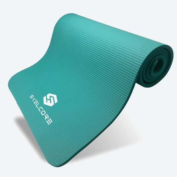 Skelcore 10mm Extra Long, Non-Slip Exercise Mat with Carrying Strap, Teal