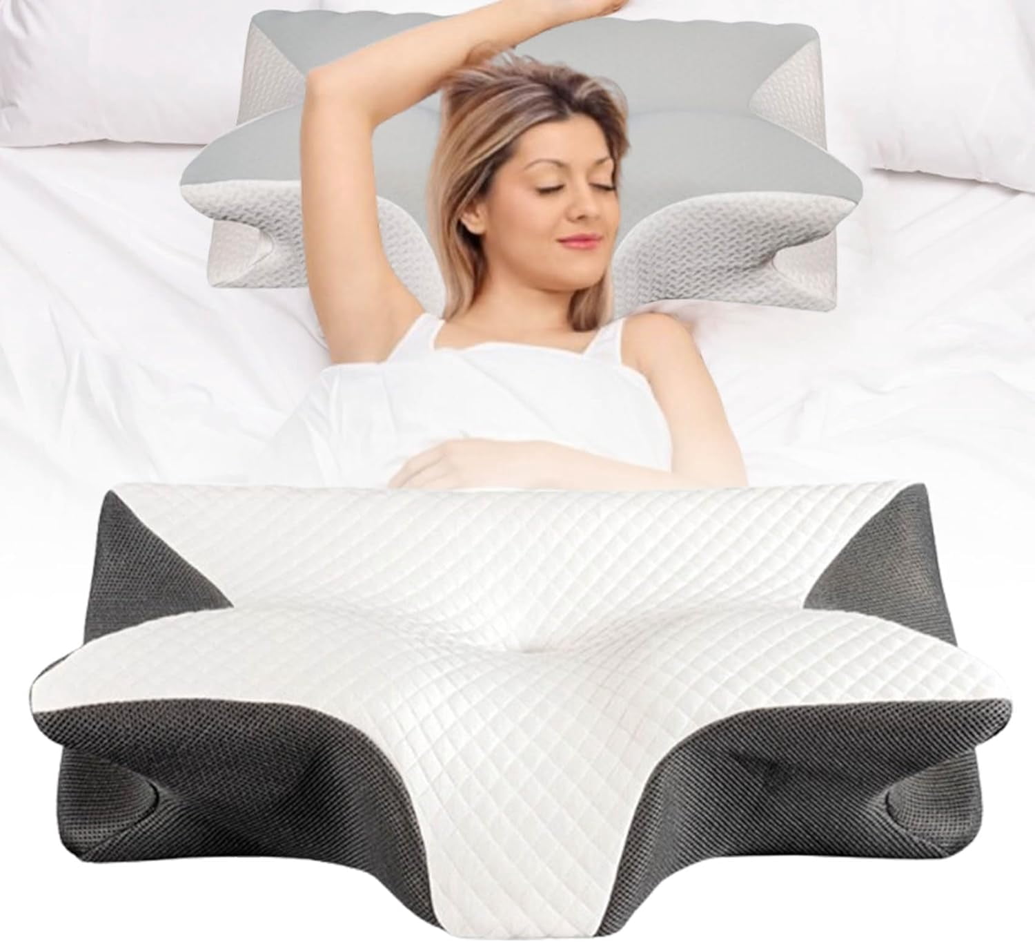 Skelda Premium Relief Pillow - 2026 Skelda Pillow, Ergonomic Memory Foam Pillows for Neck and Shoulder Pain Relief, Armrest Support for Side, Back & Stomach Sleepers (Black)