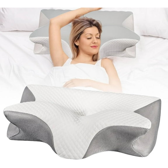 Skelda Premium Relief Pillow - 2026 Skelda Pillow, Ergonomic Memory Foam Pillows for Neck and Shoulder Pain Relief, Armrest Support for Side, Back & Stomach Sleepers (Grey)