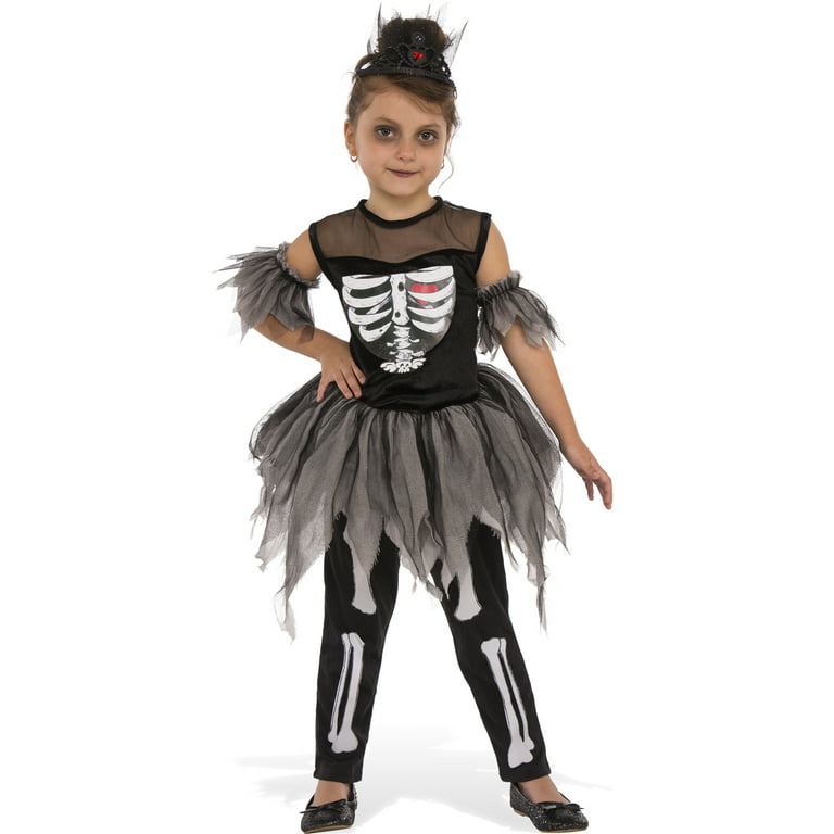 Skelerina Girls Zombie Demon Skeleton Ballerina Child Halloween Costume-S