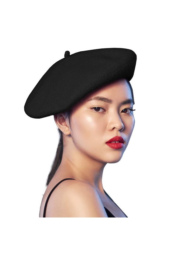 Black French Style Beret - Women's Classic Beret Hat For Casual Use - 1 Piece