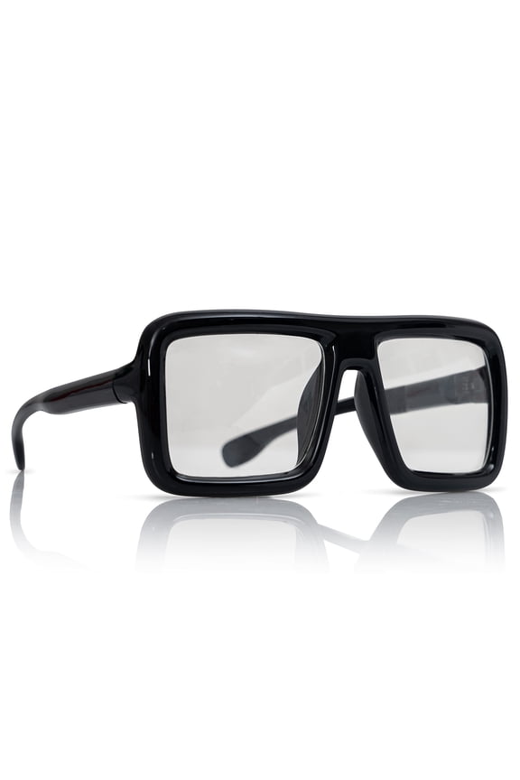 Black Oversized Thick Glasses  Shiny Square Frame Old Man Nerd Costume Accessory Clear Lens Spectacles for Adults and Children