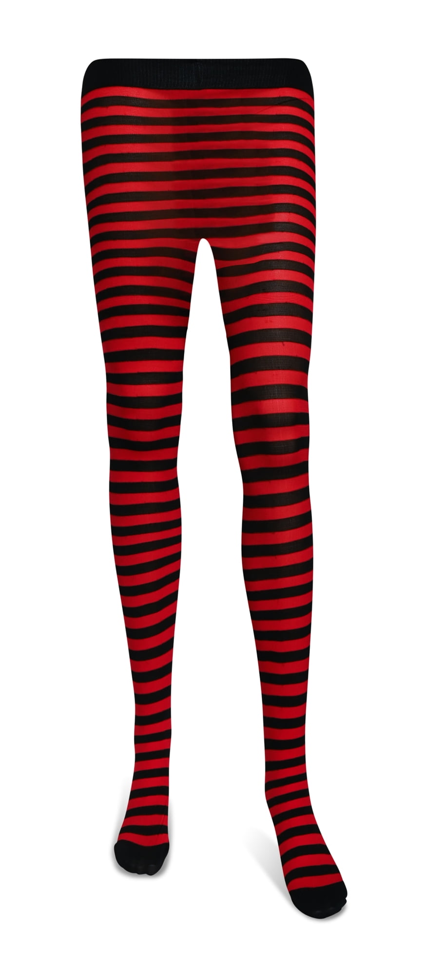 Skeleteen Black and Red Tights Striped Nylon Stretch Pantyhose