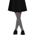 thumbnail image 1 of Skeleteen Black and White Tights - Striped Nylon Stretch Pantyhose Stocking Accessories for Every Day Attire and Costumes for Teens and Children, 1 of 7