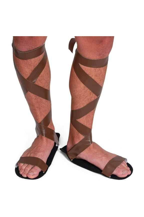 Brown Roman Lace Sandals - Greek Egyptian Gladiator Biblical Costume Sandal Shoes for Men and Women