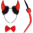 thumbnail image 1 of Skeleteen Devil Costume Accessory Set - Demon Costume Accessories Kit Includes Horns, Bowtie and Tail, 1 of 6