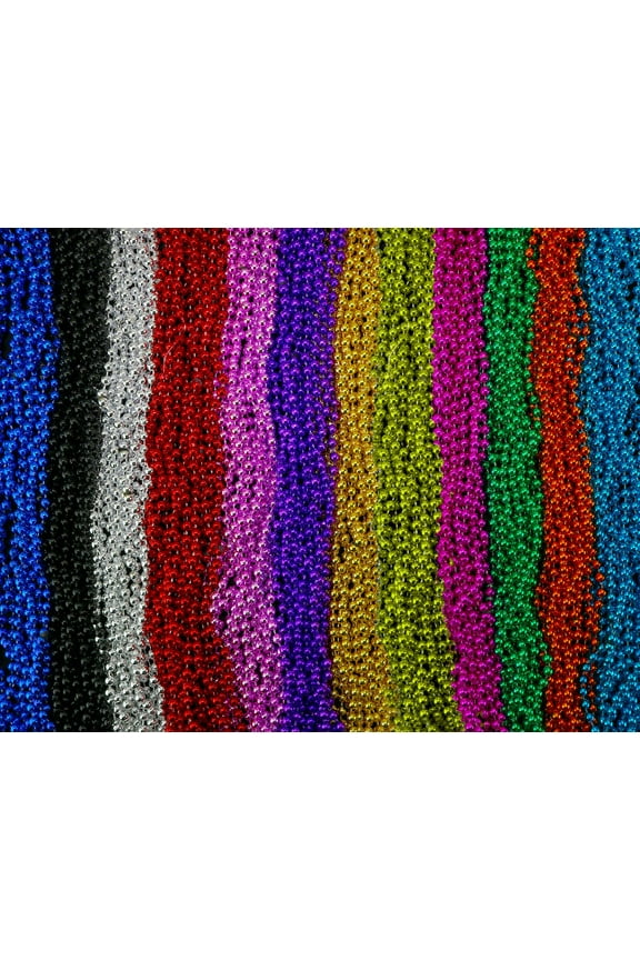 Mardi Gras Beads Necklaces - Assorted Colors Gasparilla Beaded Costume Necklace For Party - 144 Necklaces