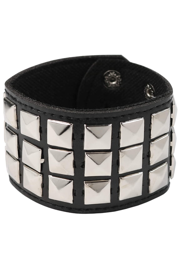 Punk Leather Stud Bracelet - Leather Cuff Biker Bracelet with Studs for Men, Women and Kids