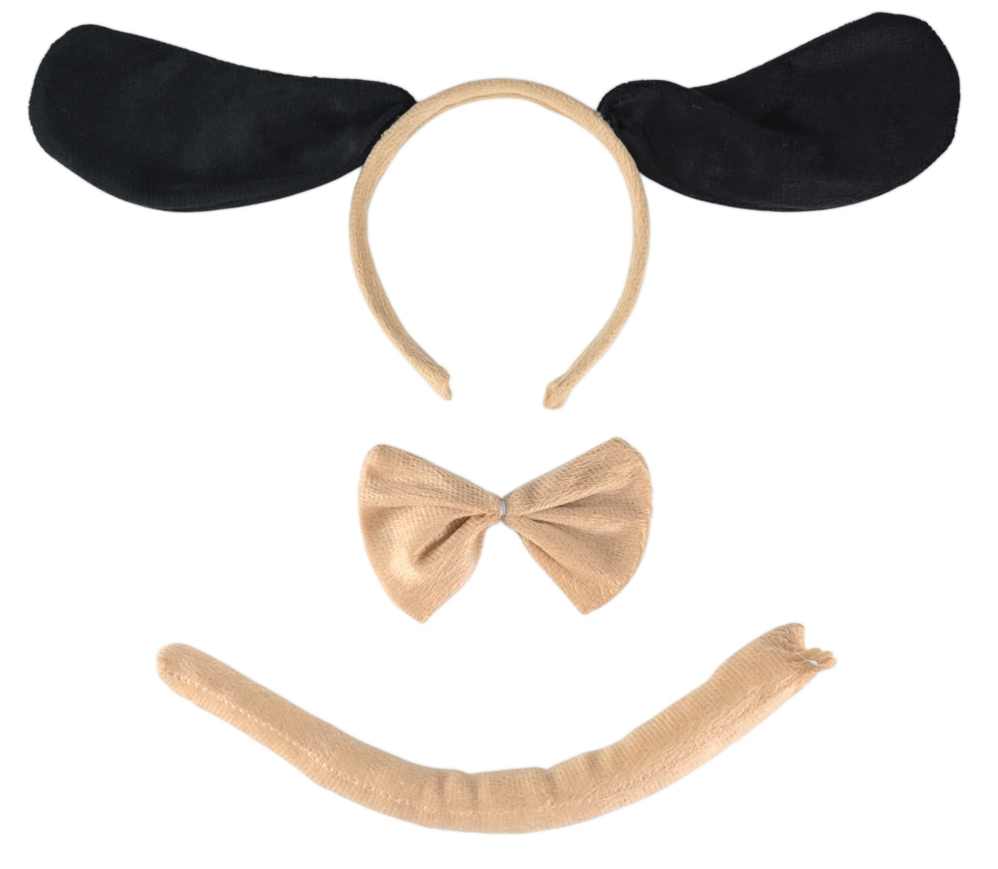 Skeleteen Puppy Dog Costume Set Brown and Black Dog Ears, Bow Tie and