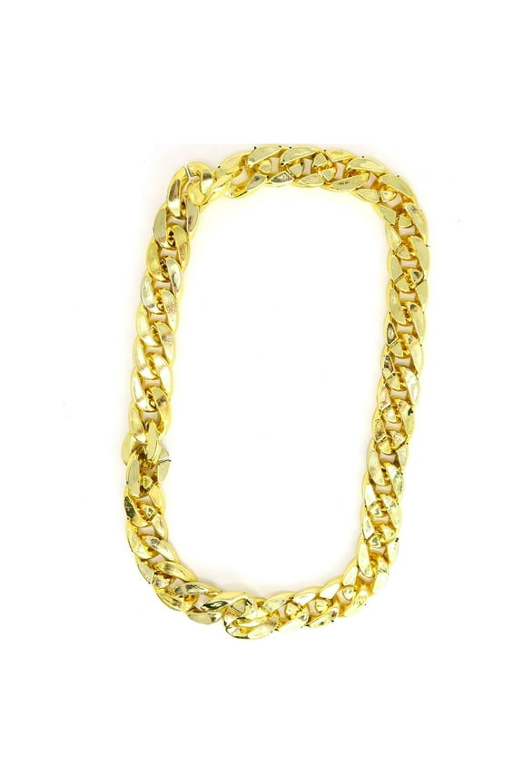 Rapper Gold Chain Accessory - 90s Hip Hop Fake Gold Costume Necklace - 1 Piece