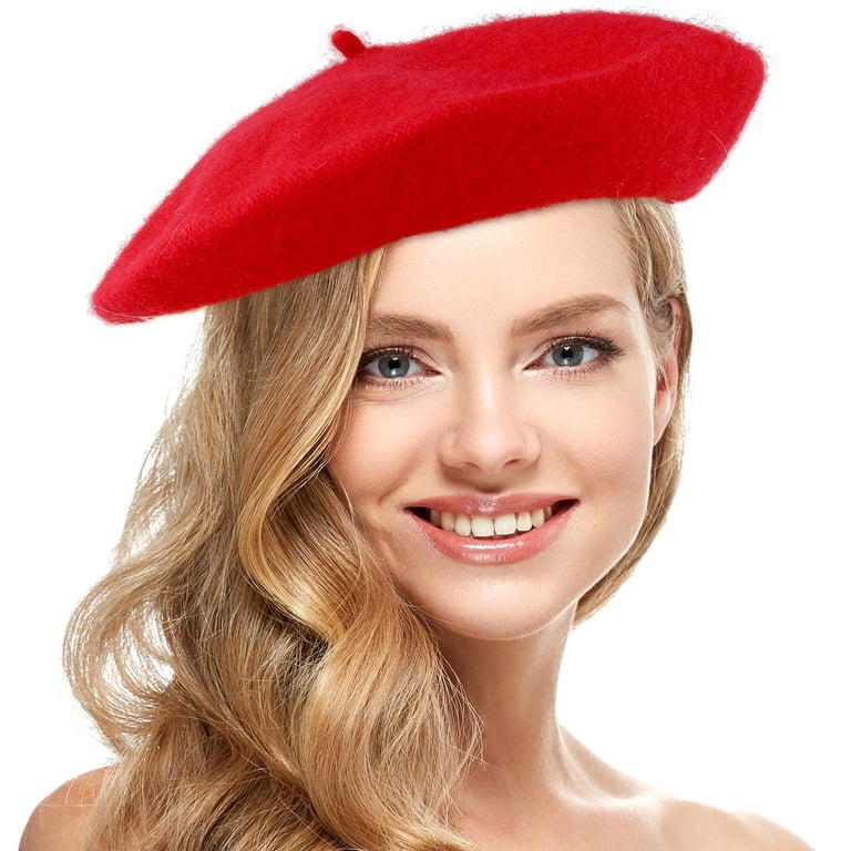 Skeleteen Red French Style Beret - Women display picture 1