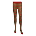 thumbnail image 1 of Skeleteen Red and Green Tights - Striped Nylon Christmas Elf Stretch Pantyhose Stocking Accessories for Every Day Attire and Costumes for Teens and Children, 1 of 7