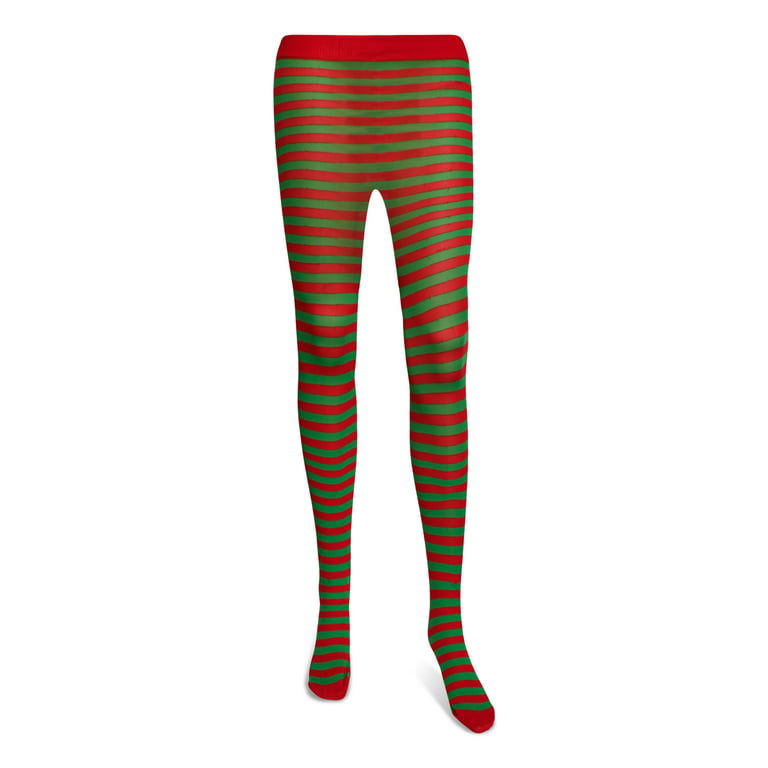 Green and Red Striped Christmas Tights