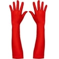thumbnail image 1 of Skeleteen Red Satin Opera Gloves - Roaring 20's Fancy Flapper Elbow Gloves - 1 Pair, 1 of 7