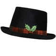 thumbnail image 1 of Skeleteen Snowman Top Hat Accessory - Black Velvet Snow Man Top Hat with Berries and Holly and Red Plaid Trim Band Costume Accessories for Adults and Kids, 1 of 5