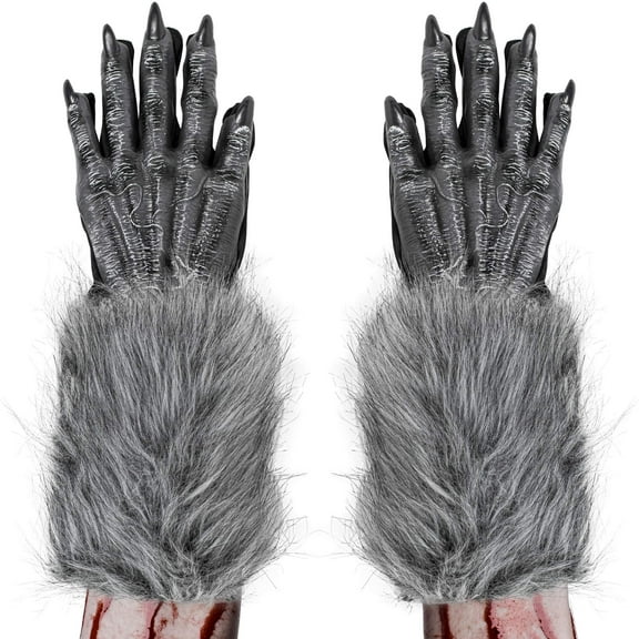 Skeleteen Werewolf Hairy Hand Paws Gloves Accessory