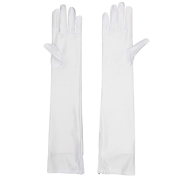 Skeleteen White Satin Opera Gloves - Roaring 20's Fancy Flapper Elbow Gloves - 1 Pair