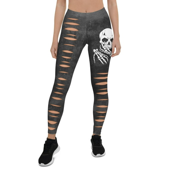Skeleton 3D Cut Out Effect Leggings Size: L for Women | FIERCEPULSE