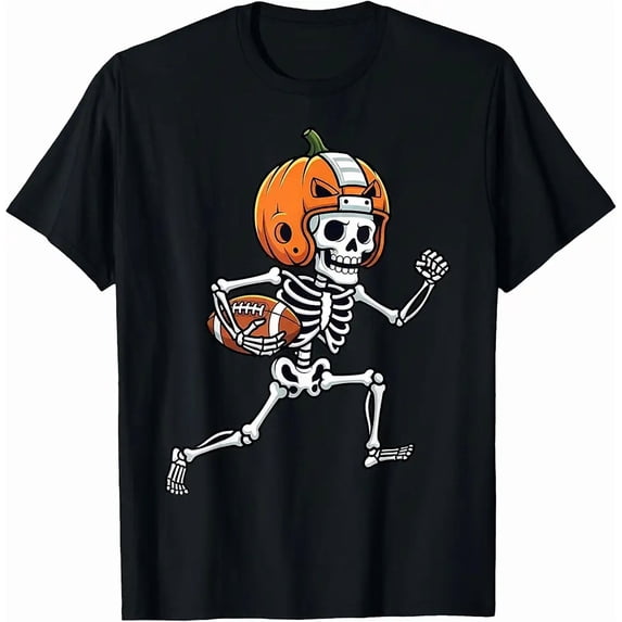 Skeleton American Football Player Spooky Sports Graphic Kids T-Shirt