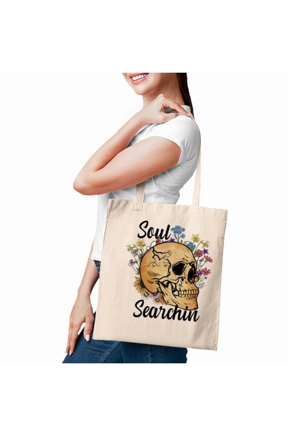 Skeleton And Plants Soul Searchin Custom Tote Bag