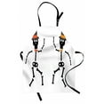 thumbnail image 1 of Skeleton Apron, Dancing Halloween Fun with Hat and Bowties, Unisex Kitchen Bib with Adjustable Neck for Cooking Gardening, Adult Size, Redbrown Caramel, by Ambesonne, 1 of 4