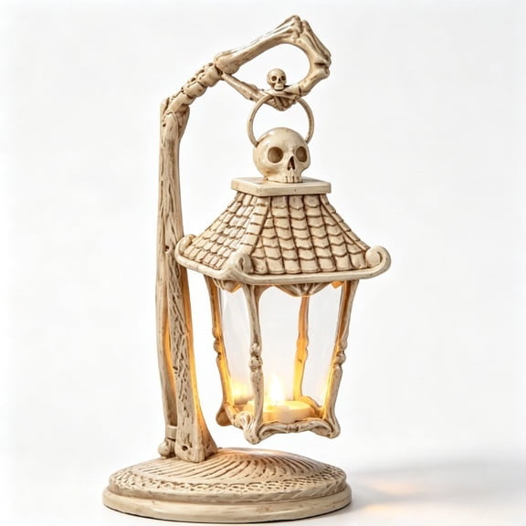 Skeleton Arm Crew Lantern Light-Up Halloween Decor Haunted House Prop, Light Up Skeleton Decor, Skeleton Arm Crew Lantern, Molded Resin Craft, Tabletop Porch Display, 1 Pack
