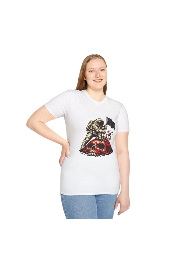 Skeleton Astronaut Skull Moon Sci Fi Space Unisex Softstyle T-Shirt