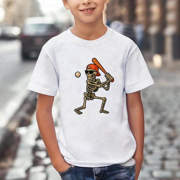 Skeleton Baseball Halloween Shirt, Costume Funny Men Boys Kids Shirt, Baseball Shirt, Halloween Player Catcher Pitcher Shirt, Baseball Gift