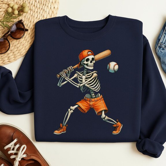 Skeleton Baseball Shirt, Funny Halloween Batting Tee, Spooky Sports Unisex Costume Top