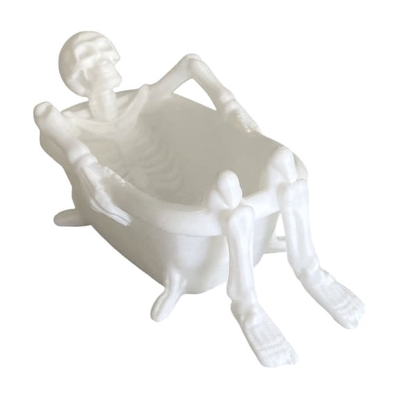 Skeleton Bathtub Planter, 3D-Printed Halloween Container and Gothic Desktop Storage Bowl for Succulents, Trinkets, Candy and Spooky Home