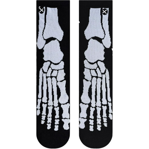 Odd Sox – Skeleton Bones Big Kids Crew Socks – Ages 7–10 – Halloween Costume Socks – Spooky Novelty