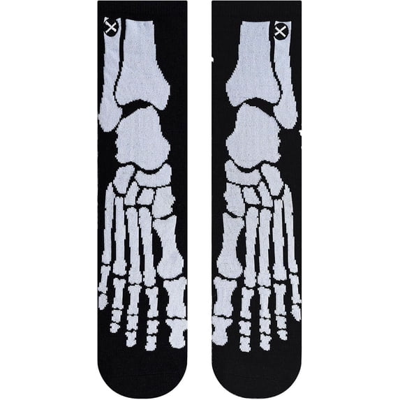 Odd Sox – Skeleton Bones Big Kids Crew Socks – Ages 7–10 – Halloween Costume Socks – Spooky Novelty
