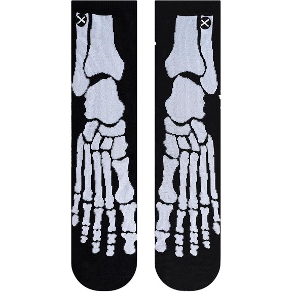 Odd Sox – Skeleton Bones Big Kids Crew Socks – Ages 7–10 – Halloween Costume Socks – Spooky Novelty