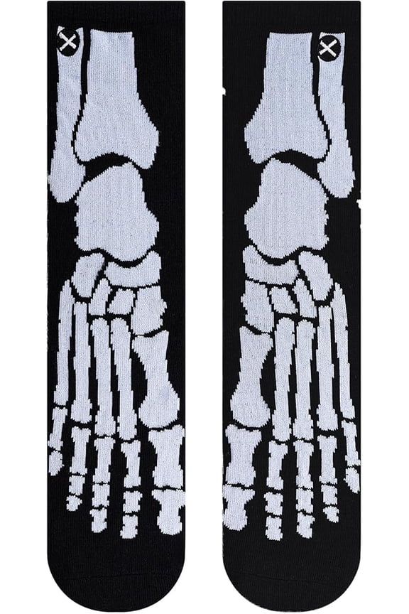– Skeleton Bones Big Kids Crew Socks – Ages 7–10 – Halloween Costume Socks – Spooky Novelty