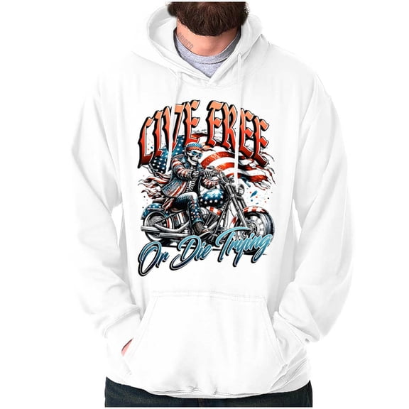 Skeleton Biker Live Free Die Trying Hoodie Sweatshirt Women Men Brisco Brands X
