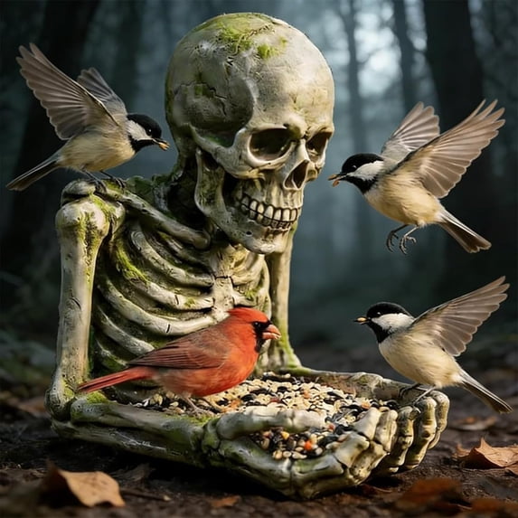 Skeleton Bird Feeder, Weather Resistant Resin Sculpture, Easy Mounting Outdoor Tree Decor, Funny Wildlife Feeder, Perfect Gift for Birders & Gardeners